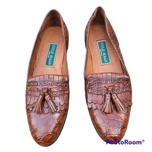 Cole Haan 90s Brown Woven Leather Tassel Loafer Flat Women Sz 7 AA Narrow
